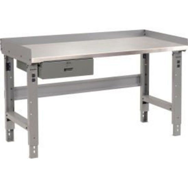 Global Equipment Workbench w/ Stainless Steel Square Edge Top   Drawer, 48"W x 30"D, Gray 318681